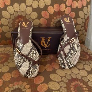 Vince Camuto: snakeskin toe lop sandals
